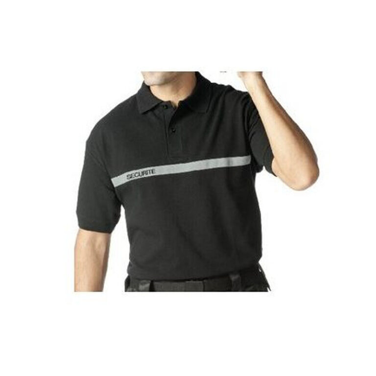 Polo noir SECURITE bande grise