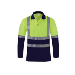 Polo HV Manches Longues Vert/Bleu