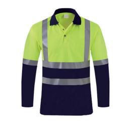 Polo HV Manches Longues Vert/Bleu