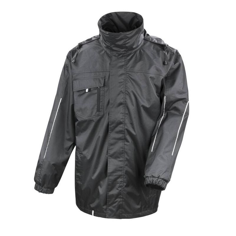 Parka imperméable grise réfléchissante